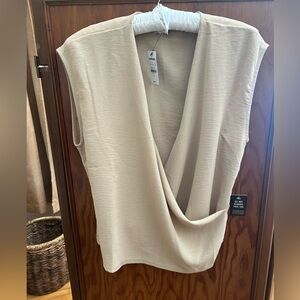 NWT Express Brand Elegant Cream Draped Blouse. Size XS.